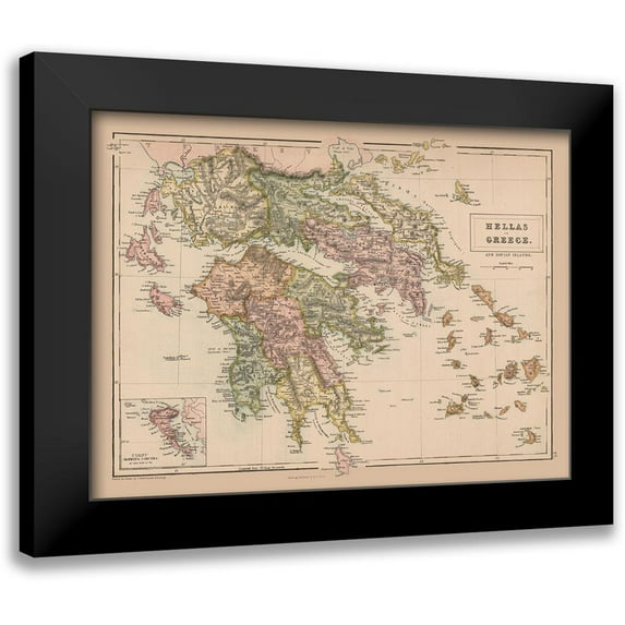 Black 24x19 Black Modern Framed Museum Art Print Titled - Greece - Black 1867