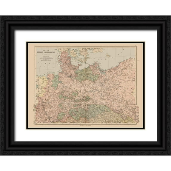 Black 24x19 Black Ornate Wood Framed with Double Matting Museum Art Print Titled - North German Confederation Germany - Black 1867