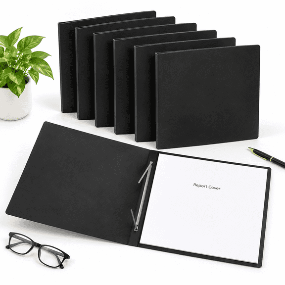 Black 25-Pack 11" x 17" Pressboard Report Covers with 3" Capacity Metal Prong Fasteners