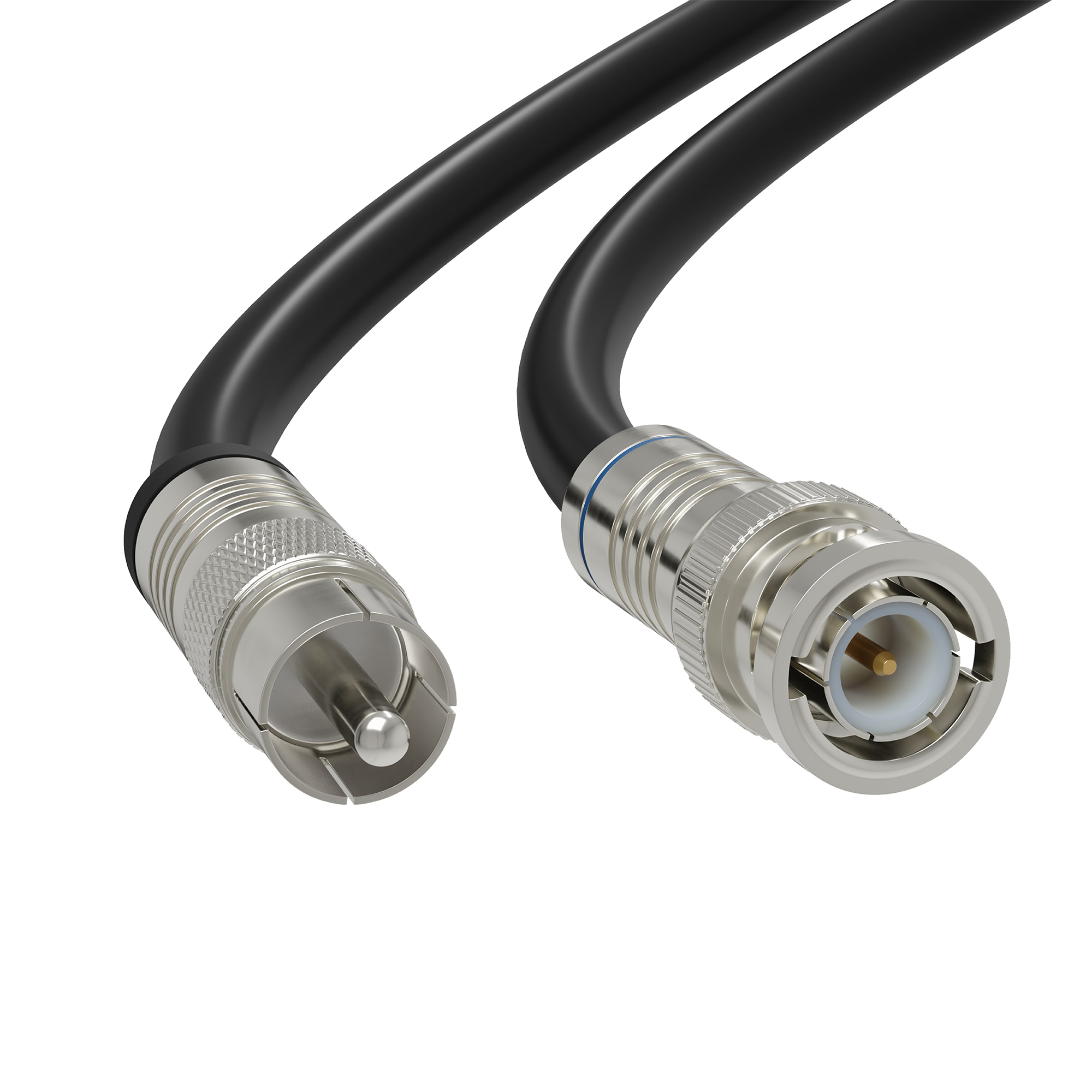 Black, 25 ft BNC to RCA RG6 Cable - Professional Grade - Male BNC to Male RCA Cable  - BNC Cable - 75 Ohm Coaxial, 50/75 Ohm Connectors, SDI, HD-SDI, CCTV, Camera, and More - 25 Feet Long, in Black - image 1 of 10