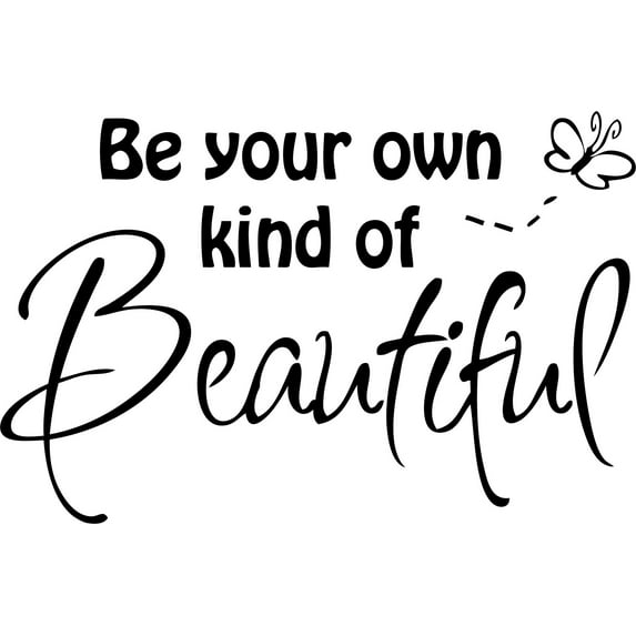 Black 25" x 16" Decaltor Be Your Own Kind of Beautiful Quotes sty2 Sayings Words Art Decor Lettering Vinyl Wall Art Inspirational Uplifting DIY Vinyl Butterfly Girl Home Decoration