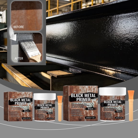 Black 250g Water-Based Anti-Rust Primer Paint, Durable Metal Protective Coating for Automotive Furniture & DIY Works