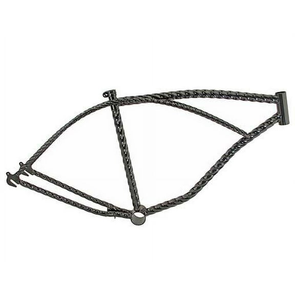 Black 26" Hexagon Twisted Beach Cruiser Bike Frame. Beach Cruiser Bicycle Frame.