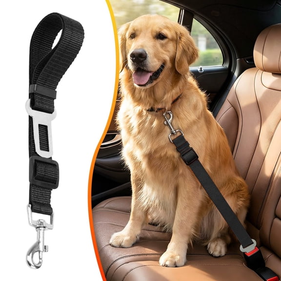 Black 26 Inch Adjustable Dog Seat Belt – Souew Pet Safety Harness Rope for Car, Tether Clip for Vehicle Travel, Secure Restraint for Dogs, Strong & Durable
