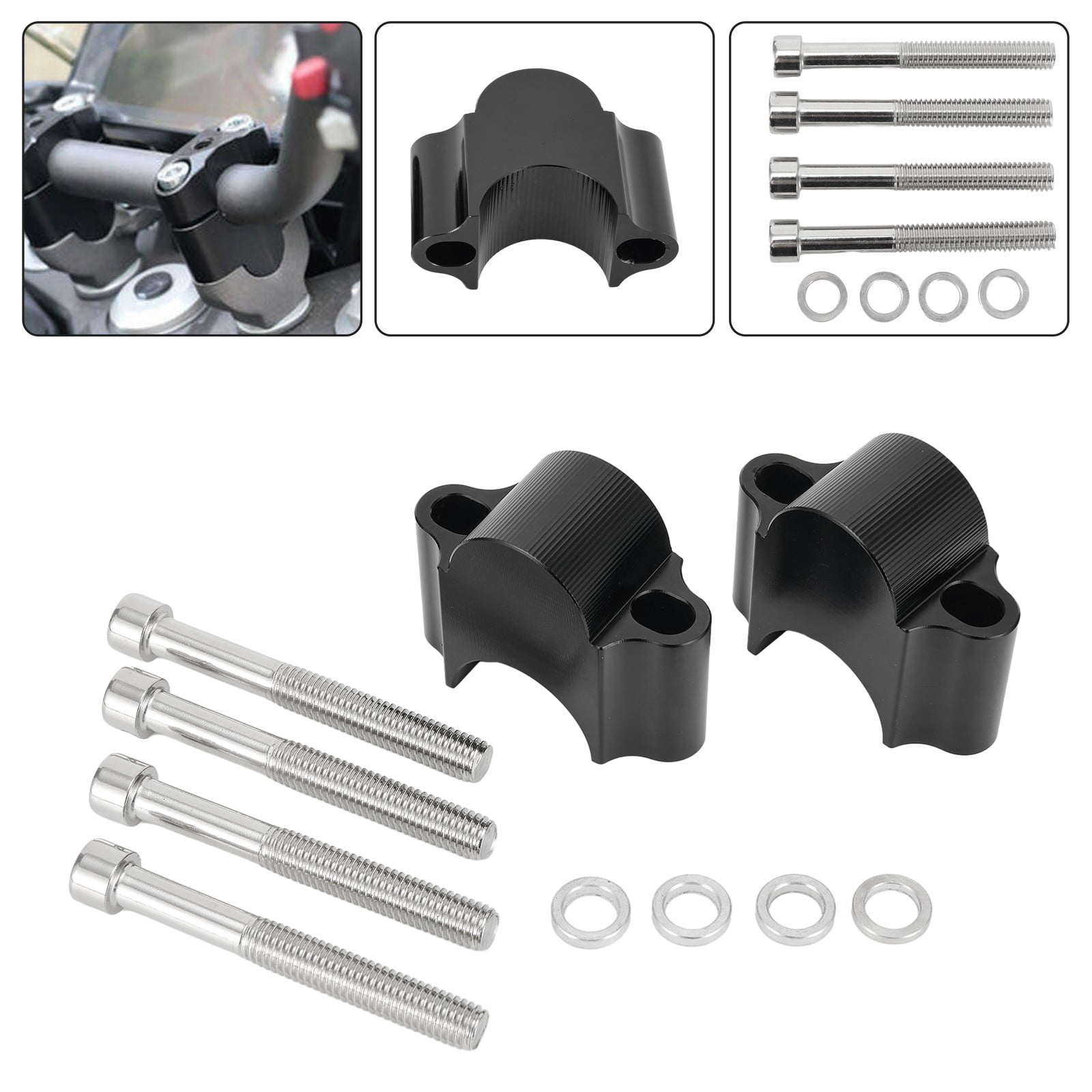 Black 28Mm Handle Bar Riser Adapter Risers For Kawasaki Z900Rs Z900