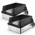 thumbnail image 1 of Black-2Pack XL Stainless Steel Cat Litter Box with High Sides, 1 of 9