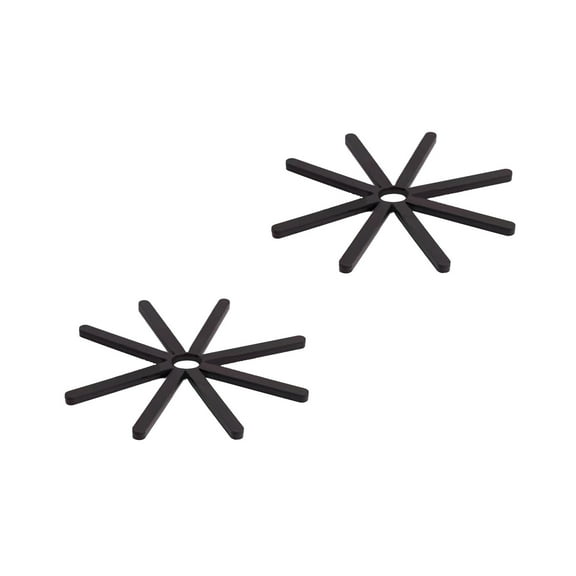 Black 2Pc Foldable Silicone Hot Pot Trivet Coaster For Cups Mugs Bowls Tableware Heat Resistant Non Slip Placemat Kitchen Dining Table Protector Mat Black