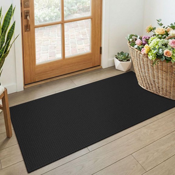 Black 2x4 Entry Runner Rug Small Washable Runners For Entryway Non Slip Door Mat Indoor Entrance Front Porch Carpet Foyer Kitchen Bedroom Bathroom Black/dark Grey