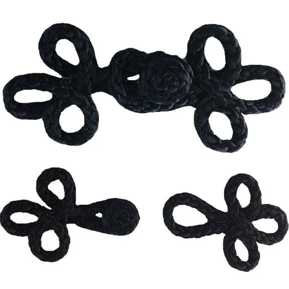 Black 3.25" Handmade Chinese Frogs Closure Button (3.25" Black)