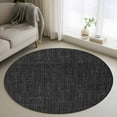 thumbnail image 1 of Black 3.3ft Round Rug, Farmhouse Burlap Solid Black Color Modern Linen Texture Non-Skid Rubber Backing Large Area Rugs - Living Room Bedroom Home Office, Indoor Floor Mat Carpets Washable Rug, 1 of 9