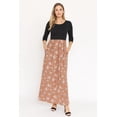 thumbnail image 1 of Black 3/4 Sleeve Contrast Vintage Caramel Floral Maxi Dress, 1 of 6