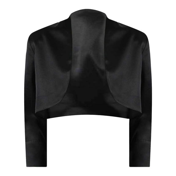 Black 3/4 Sleeve Satin Bolero Shrug Jacket Size Small