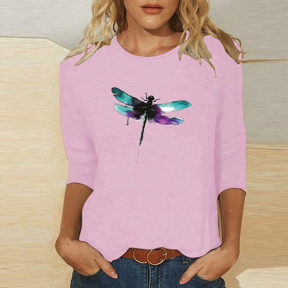 Black 3/4 Sleeve Tops for Women Fitted Womens Summer Blouses and Tops Cotton Womens T Shirts Fitted Plus Size Graphic T Shirts for Women 4x-5x orders placed