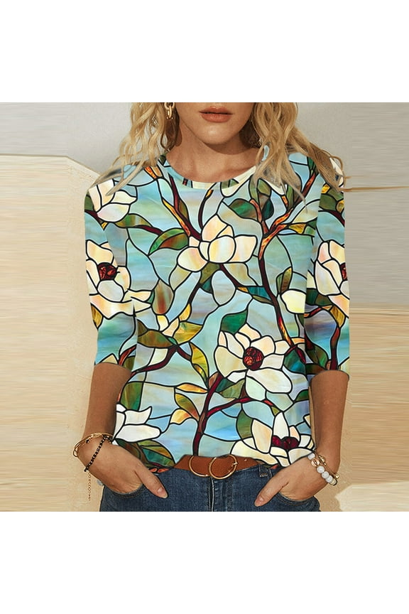 Black 3/4 Sleeve Tops for Women Plus Summer Tops for Women 2025 Vacation Cotton Summer Tops for Women V Neck Oversized Tee Shirts for Plus Size Women reorder