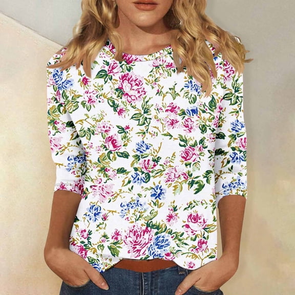 Black 3/4 Sleeve Tops for Women Plus Summer Tops for Teens Trendy Womens Tops for Work Oversized Tee Shirts Plus Size Women