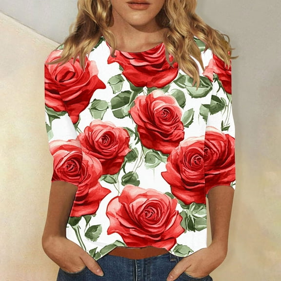 Black 3/4 Sleeve Tops for Women V Neck Womens Summer Tees Graphic Summer Tops 2026 Woman T Shirts for Women Graphic Teen