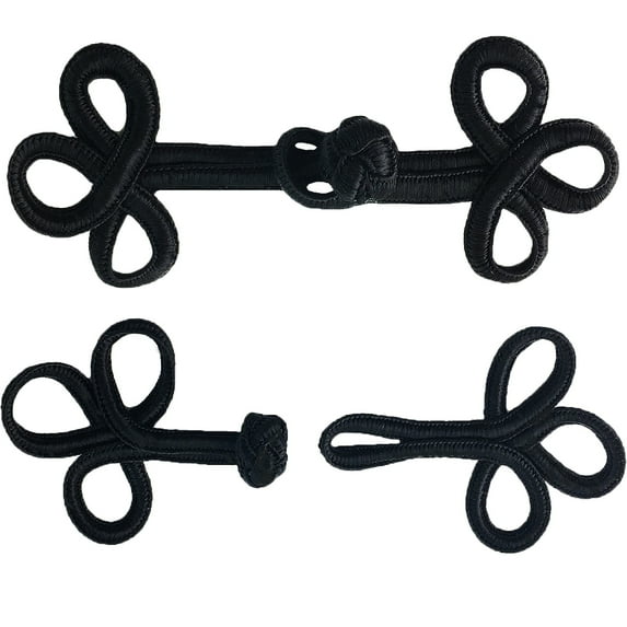 Black 3.5" Handmade Chinese Frogs Closure Buttons (3.5" Black Frog Button)
