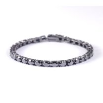 Black 3-5MM Moissanite Tennis Bracelet Men Lab Grown Diamond Bracelets for Women Sterling Silver Diamond Bracelet for Women Wedding Bracelets for Brides