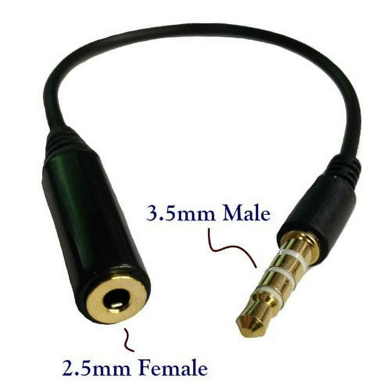 Black 3.5mm Male to 2.5mm Female Headphone Audio Adapter Extender