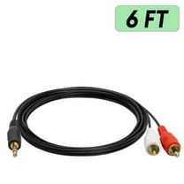 Black 3.5mm to RCA Cable 2RCA to AUX Cord 2-RCA to 3.5mm Adapter Stereo Audio Y-Cable[6 Feet,725-AB]
