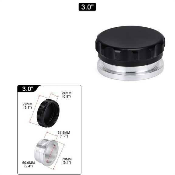 Black 3"/76.2mm Aluminium Alloy Weld On Filler Neck & Cap Oil Fuel Water Tank