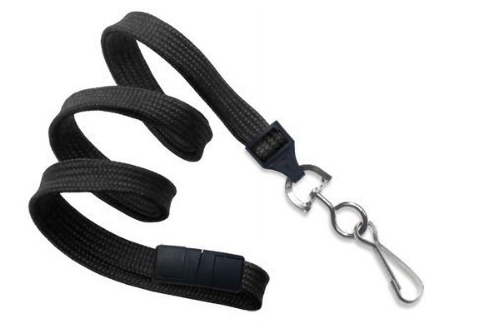 Black 3/8" Wide 36" Flat Braid Breakaway Lanyard, Swivel Hook (100/bag)