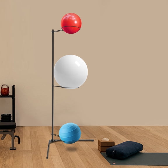 Black 3 Balls Capacity Stability Ball Rack, 91*188cm/36*74in Exercise Ball Stand Gym Ball Storage Stand(Without Balls) for use in Yoga Studios, or Gyms