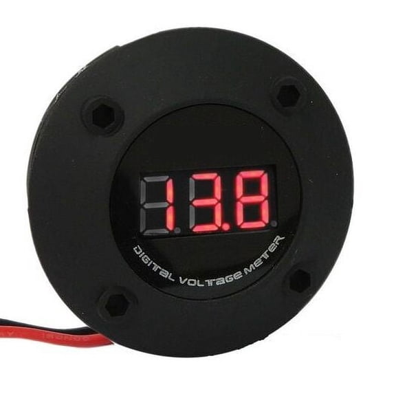 Black 3 Digit Red LED 12V Round Digital Voltmeter Car Marine RV Audio Video US