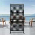 thumbnail image 1 of Black 3 Panels Privacy Screen, Decorative Privacy Screen, Diamond-shaped Design Privacy Fence Screen, 1 of 22