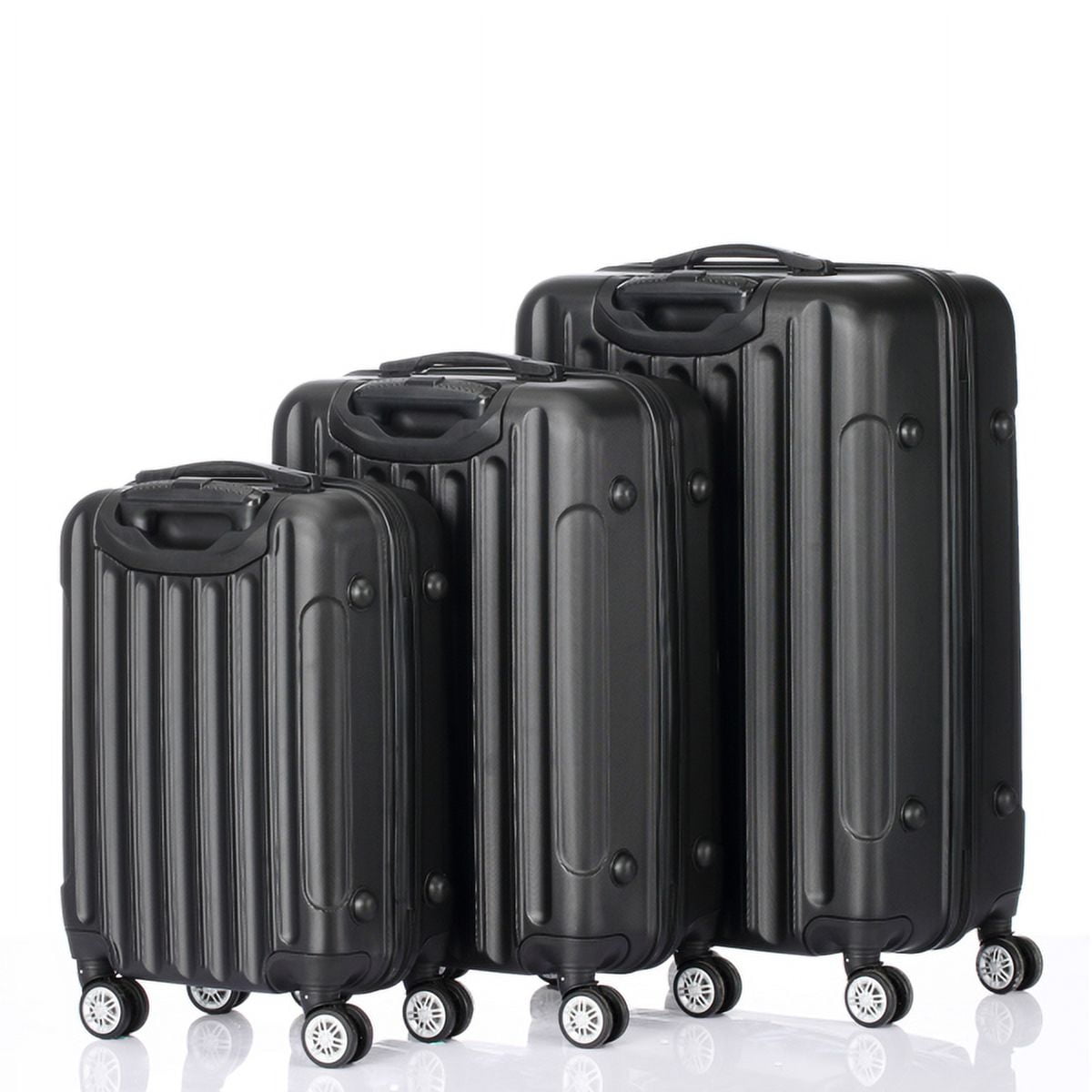 Black 3-Piece ABS Luggage Set (20/24/28 Inch)&nbsp;w/ 361° Silent Wheels & Alloy Handle - Lightweight, Durable Suitcases for Travel