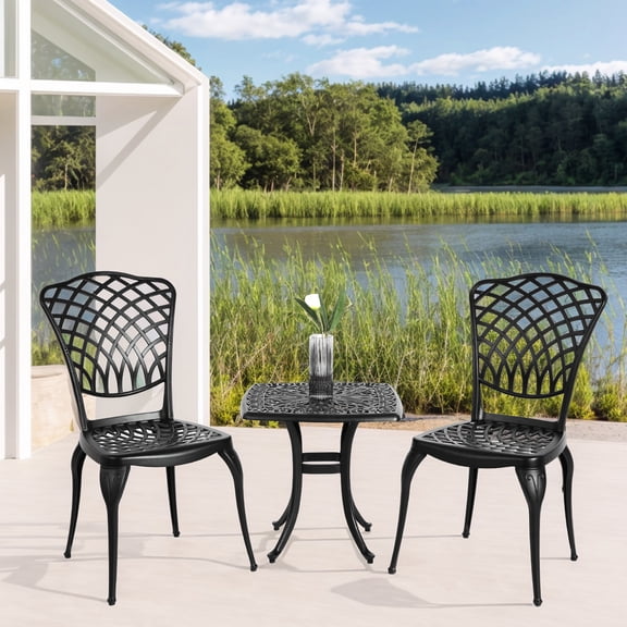 Black 3 Piece Cast Aluminum Patio - 2 Chairs And 1 Table Classical Design For Outdoor, Garden, Patio, Balcony Easy To Assemble Maintain Furniture (3 ) & Assembly Process