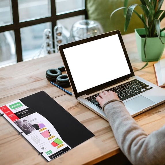 Black 3 Ring Binder Notebook, 1 Inch Binder with Tabs and Pockets, Refillable Note Binder Organizer, Ruled Binder for Students, Office, Home