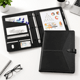 Black 3 Ring Binder Organizer, PU Leather Professional Portfolio Folder ...
