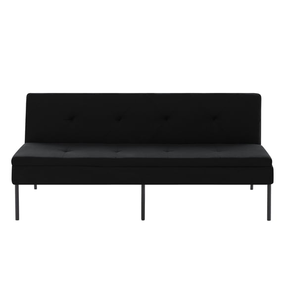 Black 3-Seater Futon Sofa Bed, Twin Folding Sleeper Sofa, Sturdy Metal Frame, Skin-Friendly Polyester Upholstery, Adjustable Backrest, Convertible Couch for Small Spaces, Apartment, Dorm, Office