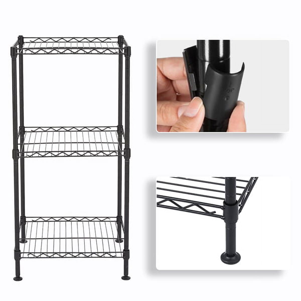 Black 3Tier Black Wire Shelving Tower 310504