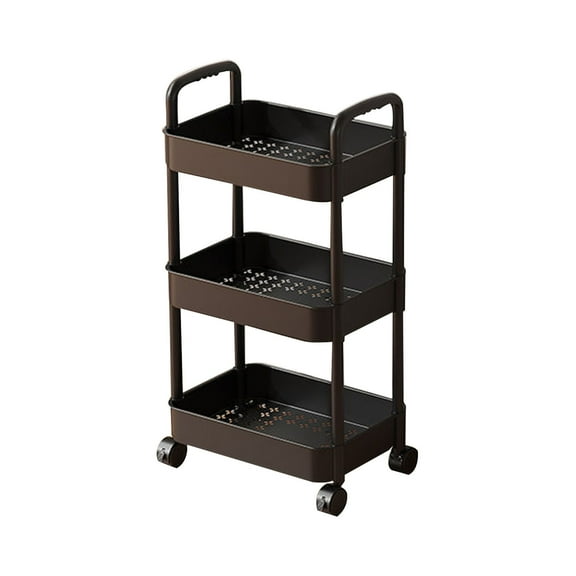 Black 3-Tier Rolling Storage Cart With Wheels Plastic Multi-Room Organizer For Kitchen Living Room Office Bathroom Mobile Utility Cart With Shelves 29.9 X 10.4 X 29.5 Inches 1.38 Lbs