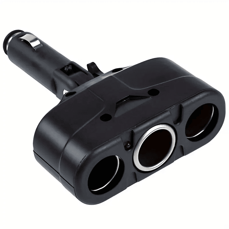 Black 3-Way Car Cigarette Lighter Socket Splitter, DC 12V Auto Charger ...