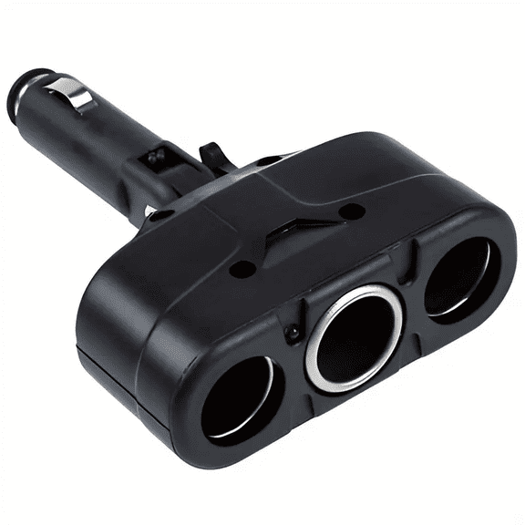 Black 3-Way Car Cigarette Lighter Socket Splitter, DC 12V Auto Charger Adapter for Multiple Devices