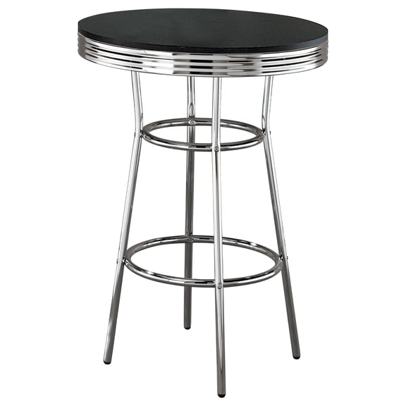 Black 3-piece Round 1950s Bistro Pub Bar Table Set