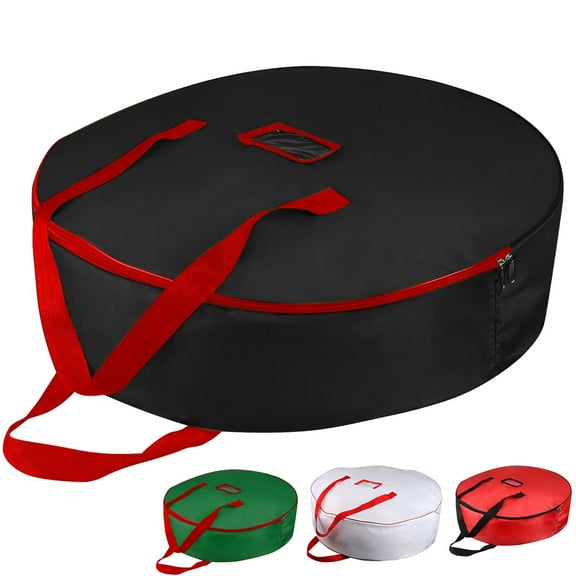 Black 30" Christmas Wreath Storage Bag Heavy Duty Container Easy-Open Zipper Perfect for Storing Holiday Wreaths Safely