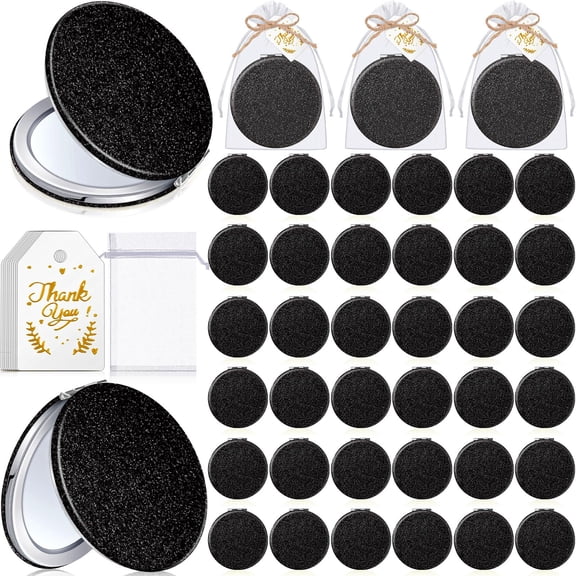 Black 30 Count Compact Magnifying Mirrors Party Favor Set