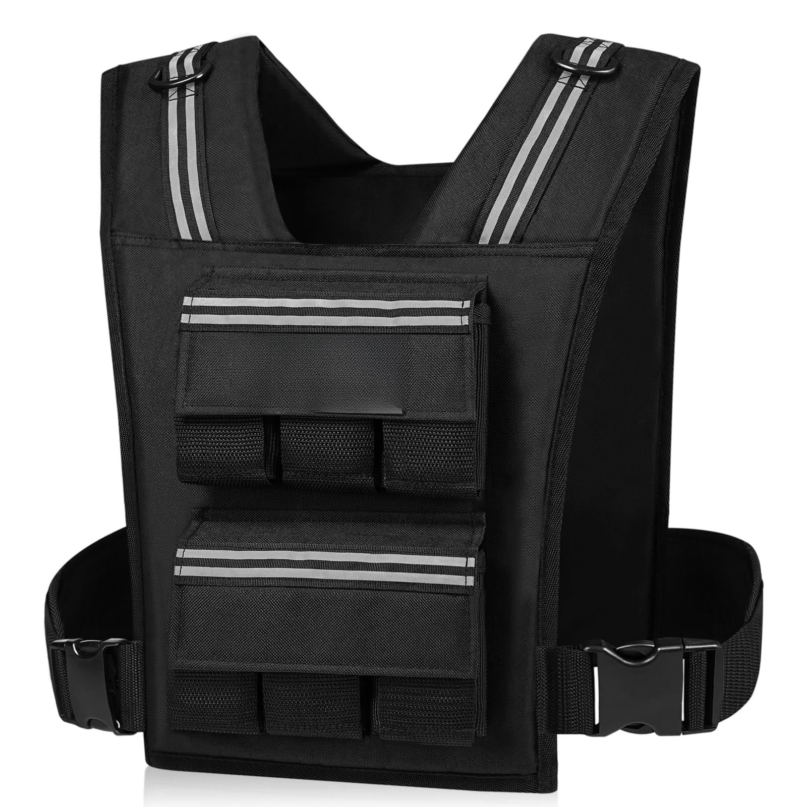 Black 30 LB Adjustable Weighted Vest for Strength Training, Running and Walking