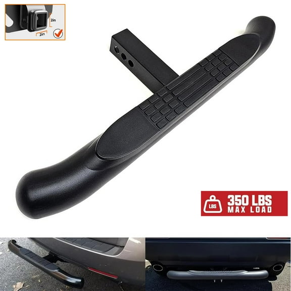 Black 30" Towing Hitch Trailer Tow Hitch Step Bar 3" Round Curved Rear Bumper Guard for 2" Receiver SUV Pickup Truck