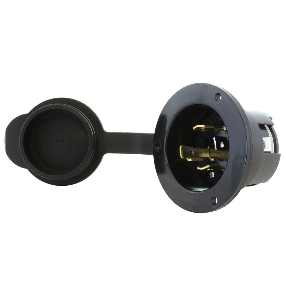 Black-30A 125/250V For Nema L14-30P 4-Prong Locking Flanged Power Input Inlet With Cover