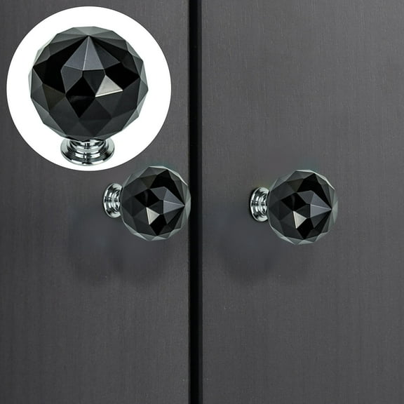 Black 30Mm Glass Cabinet Pull Handle, Alloy Base Knob for Furniture, By Meiiso, Large Inventory!