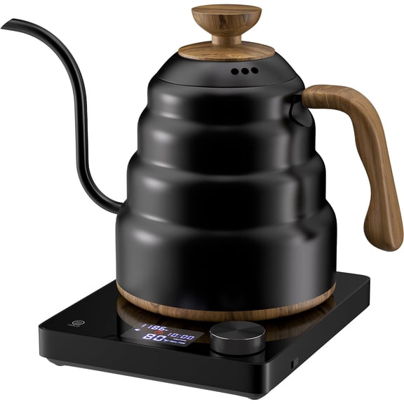Black 30oz Electric Gooseneck Kettle for Pour Over Coffee and Brewing Tea