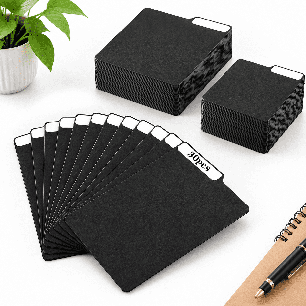 Black 30pcs Index Dividers PP Plastic Comic Book Organizer Tabs ...