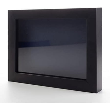 Black 30x30 Large Box Picture Wooden with Navy Acid-Free Backing UV & Hanging Hardware - with 3/4" Usable Depth - Great Display for Jerseys box