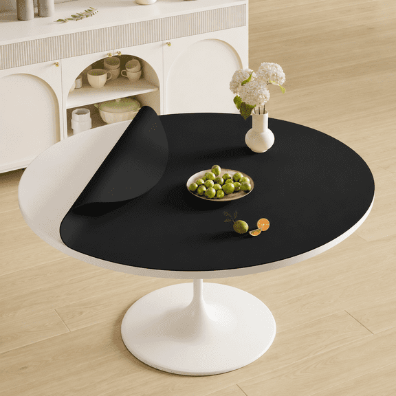 Black 31.5"×31.5" Round Dining Table Pad Protector Waterproof Heat Resistant Non-Slip