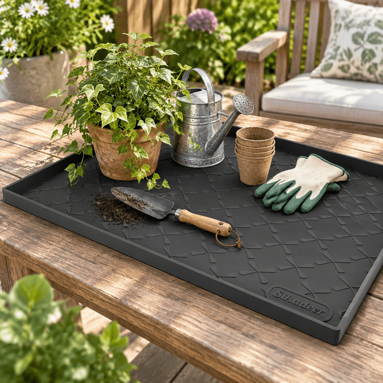 Black 31"W x 19"L Silicone Waterproof Under Sink Cabinet Protector Mat ...